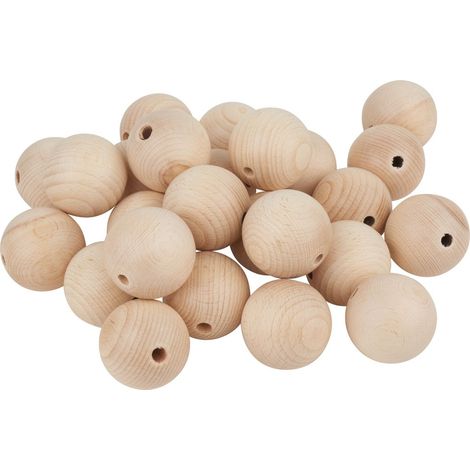 Boules en bois VBS, percées à un diamètre de 50 mm, lot de 25.