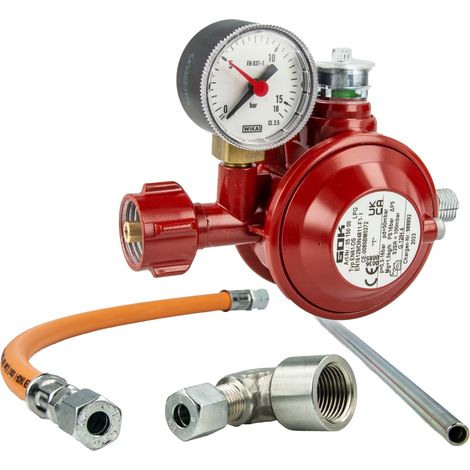 GOK Herdanschluss-Set BASIC mit Niederdruckregler Typ EN61-DS, 50mbar, Schlauch 400 mm (1/3)