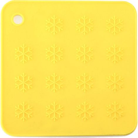 Tapis De Cuisine En Silicone - Résistant À La Chaleur Et Antidérapant - Pour Pots Et Plats - Motif Flocon Jaune - Lot De 1 (1/2)