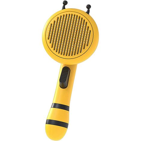 Brosse pour chat, brosse de démêlage pour le toilettage et la mue, brosse autonettoyante jaune (1/5)