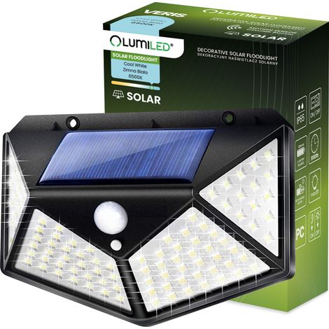 Faro LED solare con lampada alogena 6500K IP65 con sensore di movimento e crepuscolare (1/5)