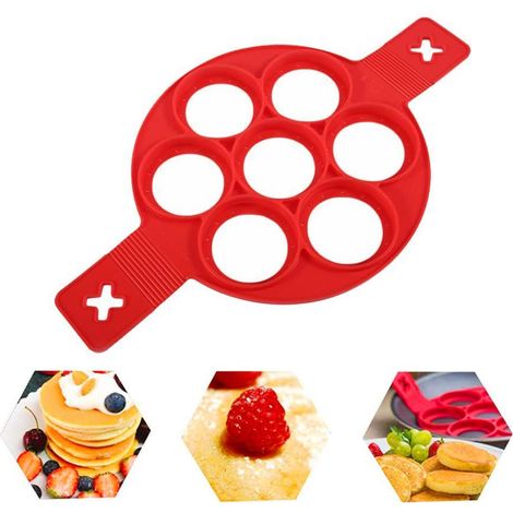 Moule à crêpes à 7 trous, moule à œufs au plat réutilisable en silicone antiadhésif. Préparez rapidement des crêpes et gagnez un temps précieux.