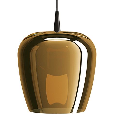 Zafferano Suspension Bilia 230V Led 8W En Verre Borosilicaté Soufflé À La Bouche, Design En Cloche, Finition Noir Et Bronze, Diamètre 27 Cm (1/5)
