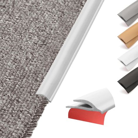 Profil de transition flexible en PVC, auto-adhésif, pour tapis et sols, profils de transition de tapis à carrelage, pour sols en vinyle, profils de finition (blanc, 10 m) (1/5)