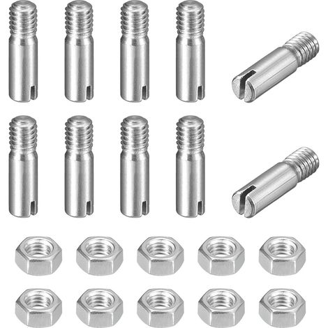 10pcs Goupilles Cylindriques avec Écrou, M3x10mm Goujon Cylindrique Fendu Fileté Externe 304 Acier Inoxydable Industriel Mécanique Chevilles Support d'Étagère Tige Fixation Meubles (1/5)