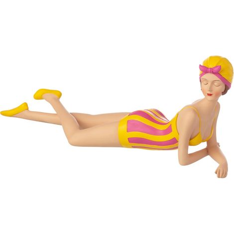 Statuette Femme "Maillot de Bain" 54cm Jaune & Rose