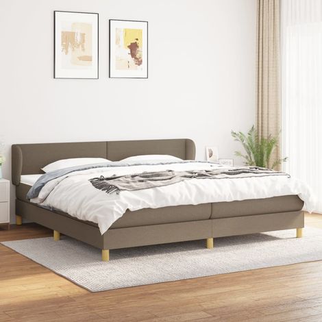 Sommier à lattes de lit avec matelas Taupe 200x200 cm Tissu (1/5)