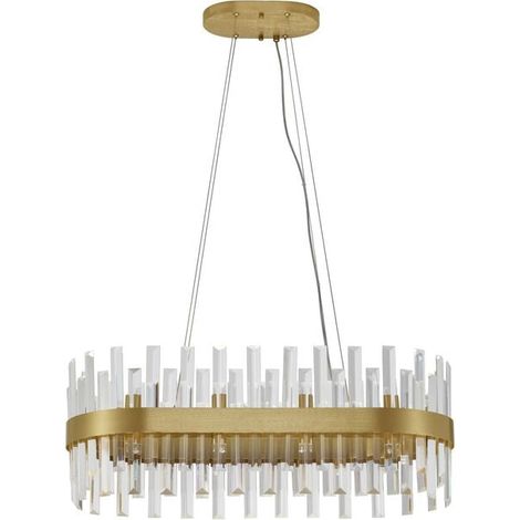 [NEUWERTIG] B-Ware Nova Luce Pendelleuchte Hängeleuchte Kronleuchter CROWN Satin Gold G9 LED 80 cm (1/2)