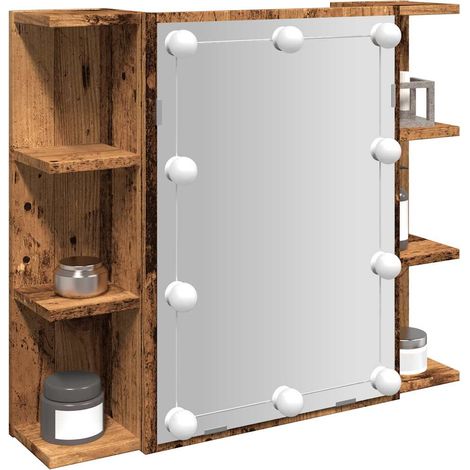 Spiegelschrank mit LED Altholz 70x16,5x60 cm
