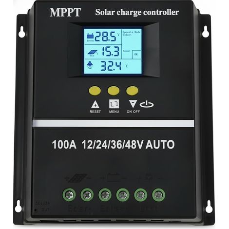100 A MPPT-Chargeregler, 100 A Solar-Battery-Controller, 12/24/36/48 VBlei-Säure- und Lithium-Batterien, Affichage LCD, Protection contre la charge, Design étanche à l'eau (1/5)