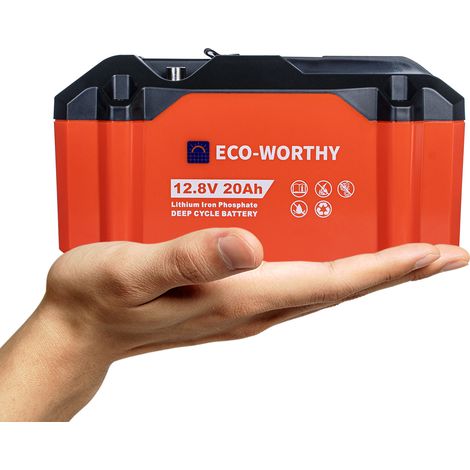 ECO-WORTHY LiFePO4 Akku 12V 20Ah Lithiumbatterie wiederaufladbar mit über 3000 Mal Tiefzyklus und BMS-Schutz für Trolling-Motor,Rollstuhl,Camping