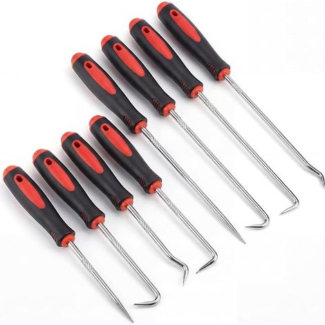 8 Pieces Hook and Hook Set Lock Pick Kit Car Mechanic Tools (Red) (1/5)