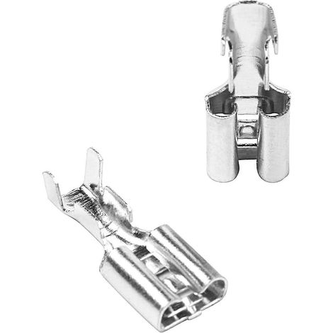 100 cosses femelles à sertir non isolées de 6,3 mm, à enclenchement par pression, 2,5 mm (1/4)