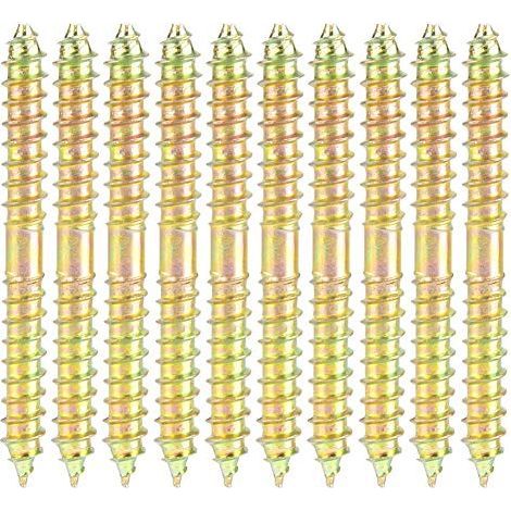 10pcs 6 60mm Double Tête Vis Finies Boulons Filet Autotaraudeur pour Meuble Fixation. (1/5)