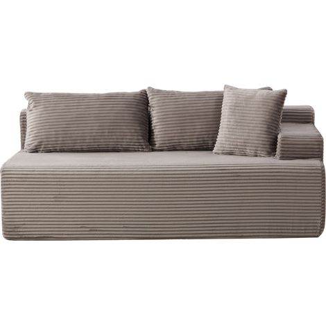 Canapé modulable gris 2 places en tissu chenille, mousse haute résilience 30D, assise rembourrée avec fond antidérapant (1/5)