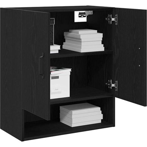 Étagère Murale de Rangement 60x30x70 cm, Meuble Mural en Bois d'Ingénierie avec Finition Chêne Noir, Armoire de Stockage Moderne pour Salon, Cuisine ou Salle de Bain (1/5)