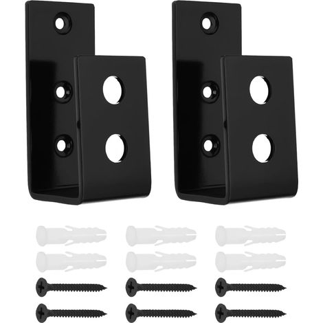 Lot de 2 Supports de Sécurité Robustes pour Porte de Garage Grange Compatible avec Bois de 2 X 4 90,5 X 62,8 X 38,2 Mm avec Vis pour Support de Porte Maison Garage Grange Noir (1/5)