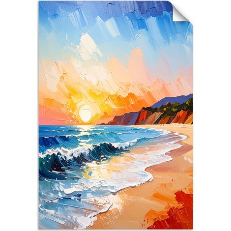 Poster autocollant Paysage Mer Plage Coucher de soleil 40x60 (1/3)