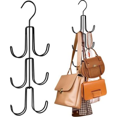 Organisateur De Sac A Main - Métal - 6 Crochets - Noir - Lot De 2 (1/5)