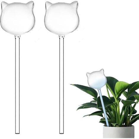 Deux bulbes en verre à arrosage automatique, adaptés aux plantes d'intérieur et d'extérieur – Bulbes à arrosage automatique (cat) (1/5)