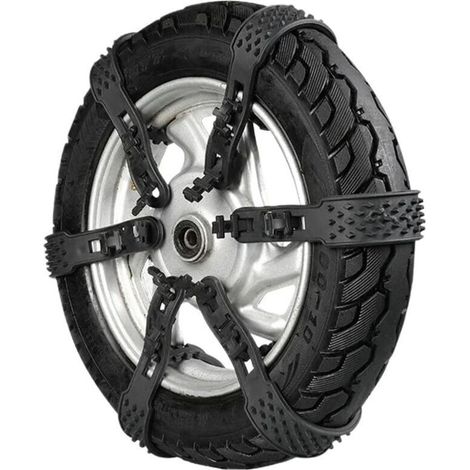 Lot de 10 chaînes à neige pour pneus de moto – Antidérapantes réutilisables – Traction améliorée sur neige et glace – Installation facile (1/5)