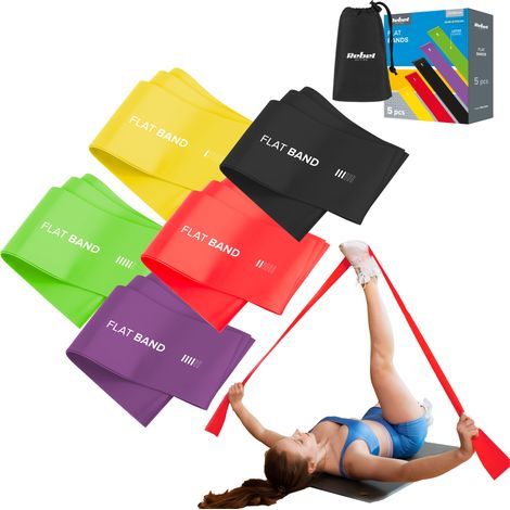 Set de 5 bandas elásticas para entrenamiento, rehabilitación y fitness, banda de fitness 2M Rebel (1/5)