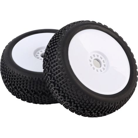2 Pneus en Caoutchouc RC 17mm avec Moyeu Hex pour Modèles 1/8 Buggy, Truck et Crawler Tout-Terrain (Blanc) (1/5)