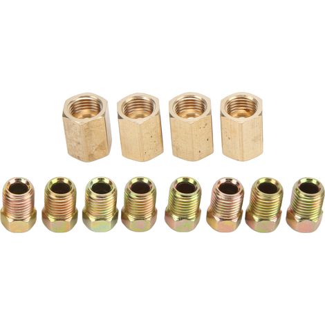 Kit de 12 raccords pour conduite de frein, 3/8 pouce, 24 filetages, 4 connecteurs, 8 écrous, universel en laiton pour tube de 3/16 pouce (1/5)
