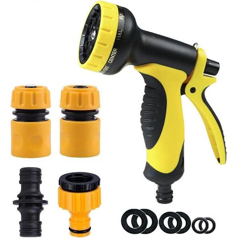 Hose Pipe Fitting Set, Including Multi Spray Nozzle Watering Gun, Hose End Quick and Waterstop Connector, Threaded Tap A SZRH (1/5)