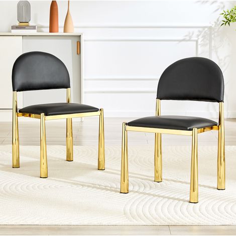 MEUBLIV Set di 2 sedie da pranzo nere 45x48x80 cm, schienale semicircolare, senza tavolo (1/5)
