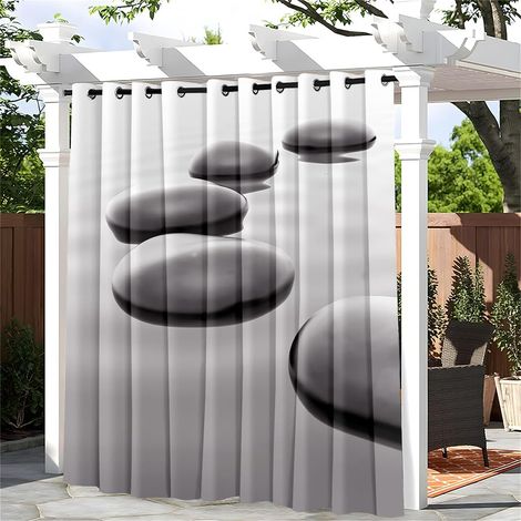 Rideau Exterieur Impermeable avec Œillets, 1 Panneau Anti Chaleur Blocage Rideau Exterieur, Opaques, pour Jardin, Veranda, Terrasse, Style Minimaliste 3D (1/5)