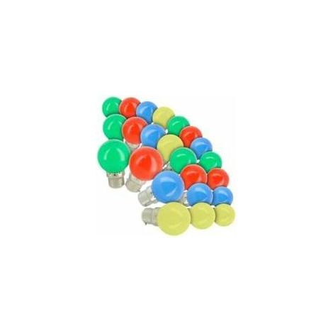 Ampoule LED G14 - 1 W - Base B22 - Lot de 24 Pièces - Couleurs Assorties (Rouge Jaune Vert Bleu Violet Orange) - Pour Guirlandes Extérieures Intérieures Fêtes Décorations (1/5)