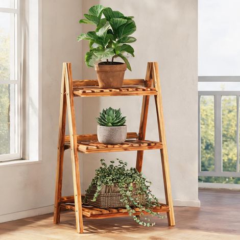 SunJet Porte-plantes, étagère à plantes, pyramidale pliable en bois - Réf. O9KB7B3WS1X7 (1/5)