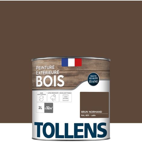 Tollens – Peinture bois extérieur satin brun normand 2L – Ultra résistante pour boiseries extérieures – Rendement 32m² – Application directe sans sous-couche