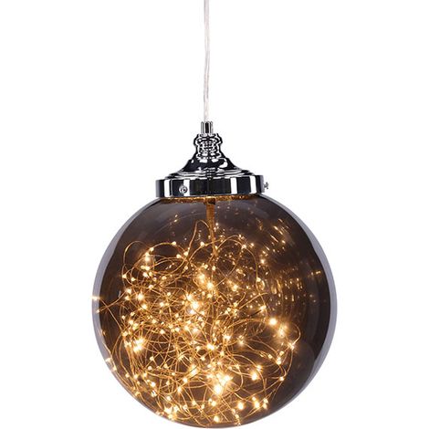 Lemans éclairage lampe pendentif 30x30x40cm enfumé verre. (1/5)