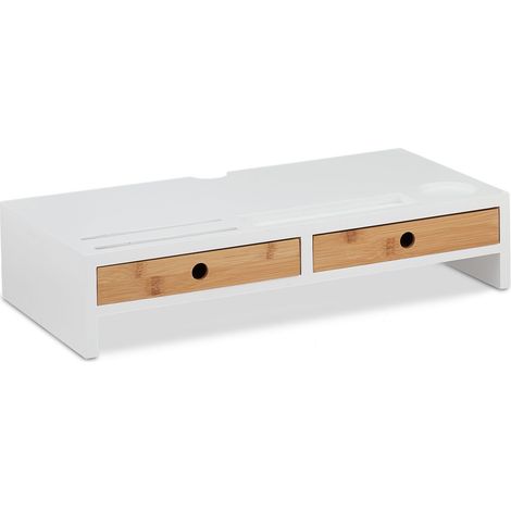 Supporto ergonomico per monitor da scrivania 80 x 30 x 10 cm con comodo spazio di archiviazione atmosfera moderna in bambù naturale 130011313
