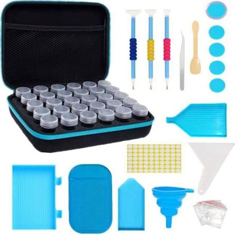 Boite De Rangement - 30 Compartiments - Nylon Et EVA - Pour Diamond Painting Bijoux Perles - 1 Unite (1/2)