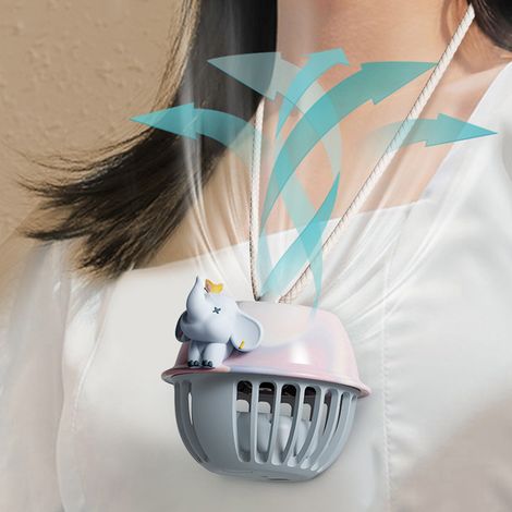 Trendiger, klingenloser Nackenventilator in Zirkusglockenform, wiederaufladbar, tragbar für Kinder, Mini-USB-Ventilator „King Elephant“ (1/5)