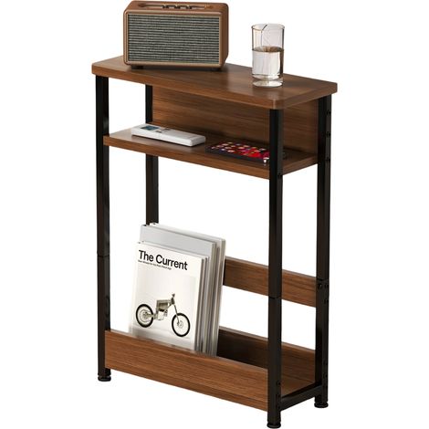 Slim Storage Cabinet - 46x20x63cm - Walnut, Iron & MDF - for Bedroom, Hallway, Nightstand (1/5)