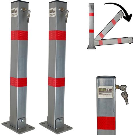 2x Absperrpfosten eckig Parkplatzsperre Sperrpfosten klappbar Standfuß (1/5)