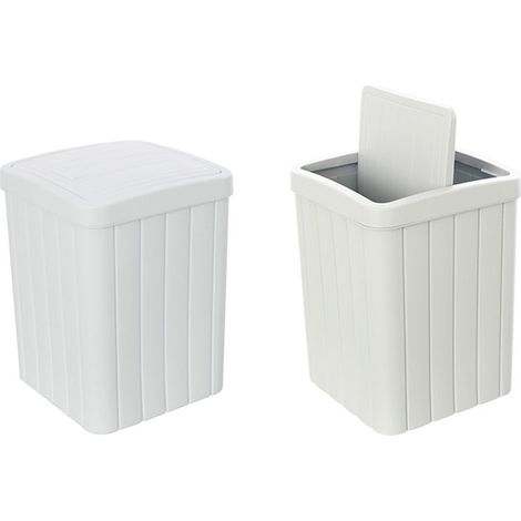 Pattumiera con Coperchio Basculante da Bagno Moderno Woody - Colore: Bianco