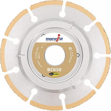 Disque à tronçonner/chanfreiner BC850 AkkuMax D.125mm Alésage 22,23mm Seg.-H.1mm Seg.-S 1,0mm (1/2)
