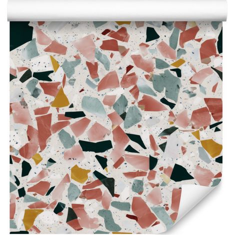 Papier peint à fond gris clair et rouge pour salon et chambre 50x1000 cm (1/5)