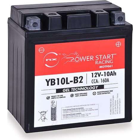 NX - Batterie moto Gel NB10L-B2 / YB10L-A2 / 12N10-3B 12V 10Ah (1/3)