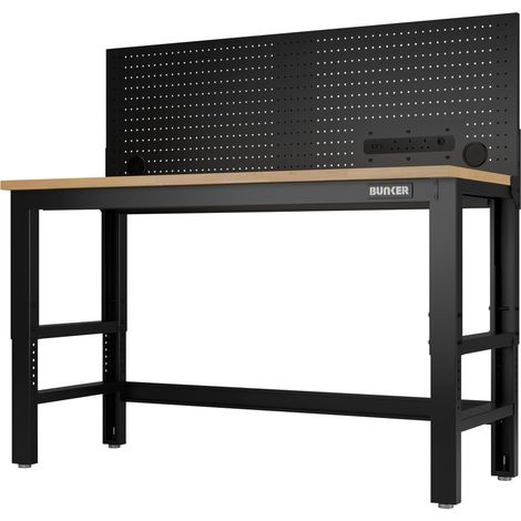 Draper 27349 BUNKER Workbench with Hardwood Worktop and Power Pegboard, 1550mm (1/2)