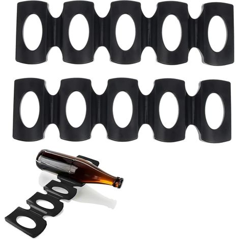 Juego de 2 soportes plegables para botellas de nevera - silicona antideslizante - para armario/cocina, negro