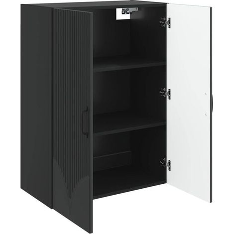 Étagère Murale de Rangement 66 x 34,5 x 90 cm, Meuble Mural en Bois d'Ingénierie Noir, Placard Suspendu pour Salon, Cuisine ou Entrée (1/5)
