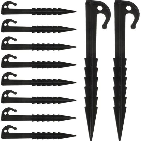 Lot de 10 piquets de tente en plastique, fixations résistantes au vent, adaptés aux tentes et aux abris de camping, piquets d'extérieur polyvalents, adaptés à la randonnée et aux activités de jardinag (1/5)