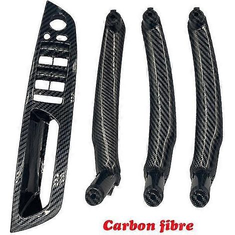 Poignées de porte intérieures neuves (gauche et droite) pour BMW E70 E71 E72 X5 X6 (2007-2013) - Finition carbone - Lot de 4 (1/5)