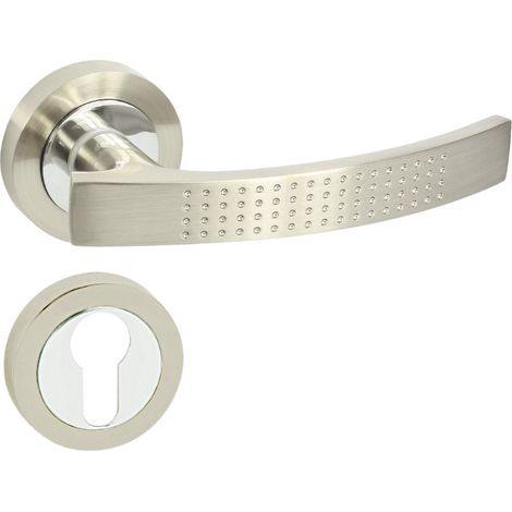 DOMINO Poignée de porte ALMA-R ECO M9 PZ Poignée avec plaque PZ pour cylindre profilé Chrome/nickel brillant (1/5)